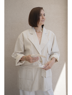 Жакет льняной с поясом