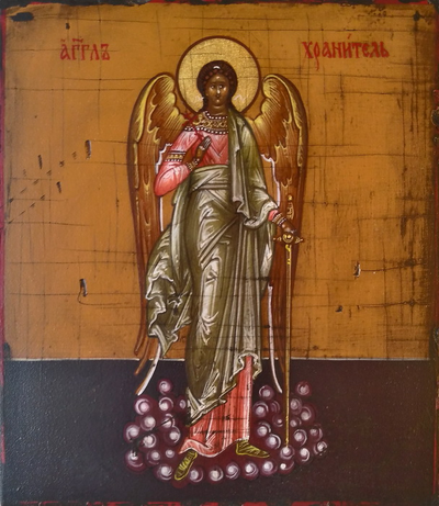 Ангел-Хранитель. Рукописная икона. 9х10,5см.