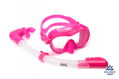 Маска для дайвинга с трубкой Scuba Brothers Flipper Pink, комплект