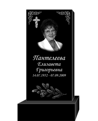 Фото вертикального бюджетного памятника на могилу прямоугольный с выгравированным крестом в СПб