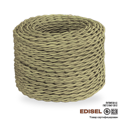 Витой ретро провод 2х1.5 песочный шелк бухта