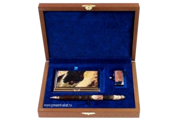 Подарочный бизнес набор ручка визитница флешка яшма