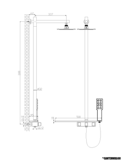 Смeситель для ванны и душа с фиксированной высотой штанги и верхней душевой лейкой Тропический дождь Lemark LM7001C
