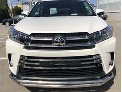 Защита переднего бампера двойная (с подгибами) d60/42 для Toyota Highlander (2017-2020)