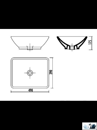 хРаковина Creavit TP140.00000, 50 см, накладная, прямоугольник, белый цвет