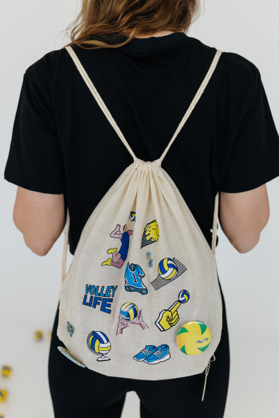 Рюкзак холщовый со стикерами