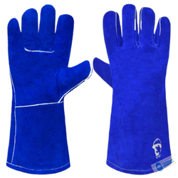 Краги спилковые с подкладкой (синии), 35 см (К1408)