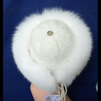 Вязаная шапка с меховой отделкой Vizio Италия 5355 белая