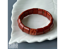 Браслет красная яшма прямоугольные бусины 14,7-15,1х12,7-13,4 мм, цена за штуку