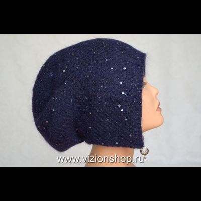 Шапка ушанка женская вязаная Италия Vizio 6463 зима 2019 - 2020 синяя
