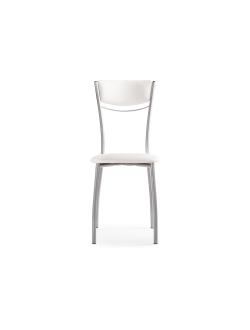 Стул на металлокаркасе Goki с мягкой спинкой белый полимер / светлый мусс