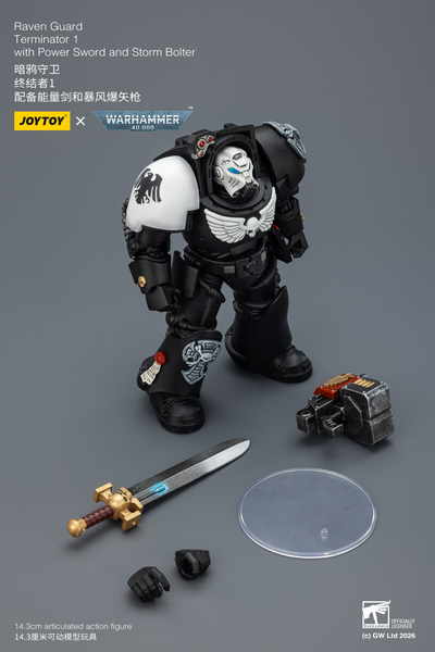 Терминатор Гвардии Ворона (Warhammer 40K) - КОЛЛЕКЦИОННАЯ ФИГУРКА 1/18 Raven Guard Terminator with Power Sword and Storm Bolter (JT03240) - JOYTOY