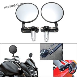 Зеркала торцевые универсальные, круглые, для мотоцикла, скутера, квадроцикла, пара