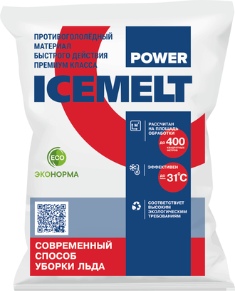 Противогололедный реагент ICEMELT POWER (Айсмелт), 25 кг (до - 31°С)