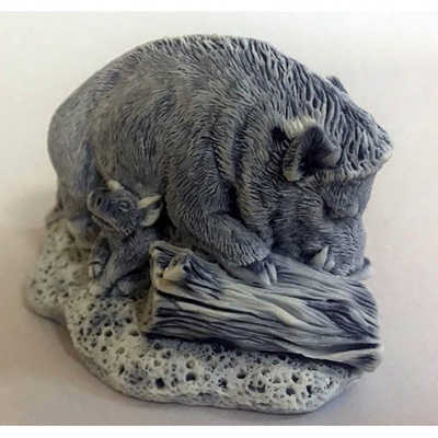 Кабан с поросятами, литьевой мрамор.ОПТ