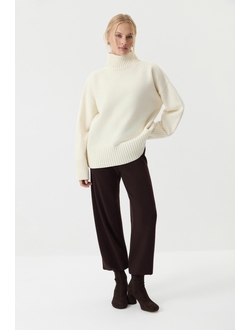 Свитер со стойкой из шерсти мериноса (сливочный)
