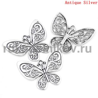 подвеска "Бабочка большая", цвет-античное серебро