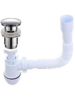 Сифон для раковины с хром.выпуском клик-клак