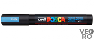 Акриловый Маркер Uni POSCA PC-5M 1,8-2,5мм, овальный наконечник, синий металлик