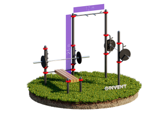 КОМПЛЕКС ПЕРЕКЛАДИНА С 3 ХВАТАМИ + СКАМЬЯ ДЛЯ ЖИМА + СТОЙКА ДЛЯ ПРИСЕДА INVENT