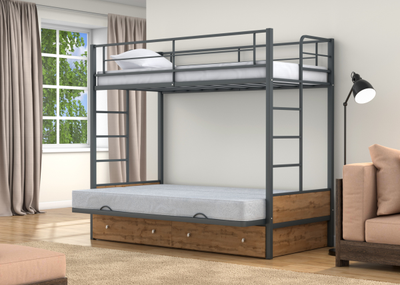 Двухъярусная кровать-диван Дакар 1 Серый (вставки дуб крафт табак) фото 7