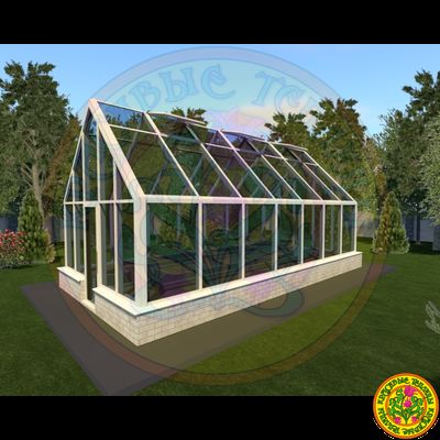 Зимняя теплица ДОНАЛЬД II в классическом английском стиле с двускатной крышей размером 8000 х 4000 мм