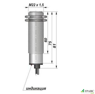 Индуктивный датчик цилиндрический с резьбой И17-NO-DC (М22х1,5)
