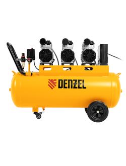 Компрессор безмасляный, малошумный  DLS 2250/100, 2250 Вт, 3x750, 100 л, 410 л/мин блок управления/ Denzel