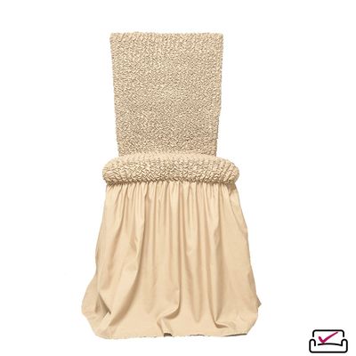 Чехол на стул Микрофибра  Ваниль с юбкой. ЗАЩИТА МЯГКОЙ МЕБЕЛИ ОТ ЖИВОТНЫХ. ИТАЛИЯ