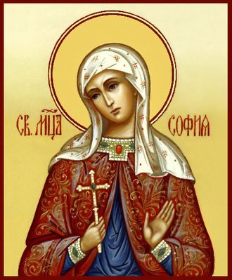 София Римская, святая мученица, дева. Рукописная икона.