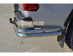 Защита заднего бампера угловая двойная d76/42 для Toyota Hilux 2021-