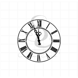 Штамп большой с циферблатом часов с фигурными стрелками