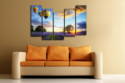 Модульная картина "Закат в полете"