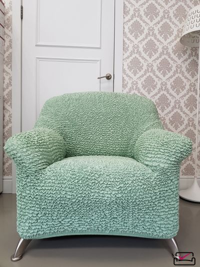 Чехол на кресло Микрофибра Премиум Мятный. Защита мягкой мебели от животных. ИТАЛИЯ