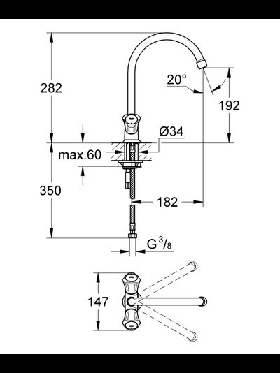 Смеситель для кухни GROHE Costa L для мойки высокий излив 31831001