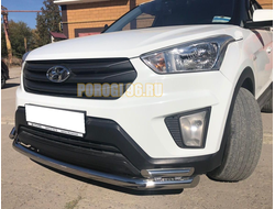 Защита переднего бампера двойная d60/42 для Hyundai Creta (2016-...)
