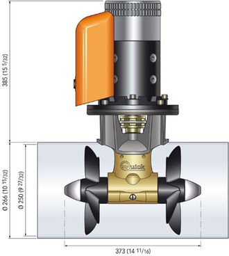 Электрическое подруливающее устройство QUICK BTQ 300 24В, УПОР 270 КГС, ДЛЯ СУДОВ ДЛИННОЙ ОТ 23 ДО 30 МЕТРОВ