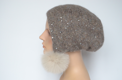 Шапка ушанка с помпонами ореховая Vizio Италия 8022 РР 99