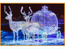 Объемно-пространственная композиция КАРЕТА С ОЛЕНЯМИ, 150 см