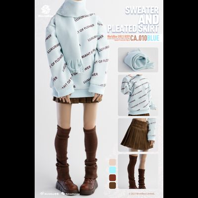 Женский комплект с толстовкой (голубая) и юбкой 1/6 Clothing set blue (CA010) - Worldbox