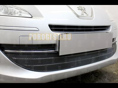 Защита радиатора Peugeot 408 2012- (3 части) black