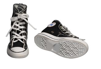 Женские кеды (черные) 1/6 hand-made high-top canvas women's shoes (WK-88007B) - WOLFKING