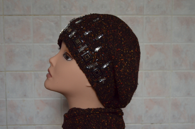 Разноцветный берет с камнями и шарф Vizio Италия 4870