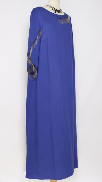 ПЛАТЬЕ ШЕЛКОВОЕ "ЦЕПОЧКИ " синее р.48-54