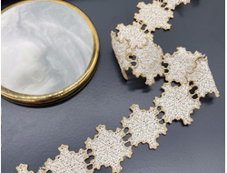 КРУЖЕВНАЯ ЛЕНТА, 3.5 СМ. АРТ. К-00029, 1 МЕТР. ЦВЕТ: Белый/золотистый