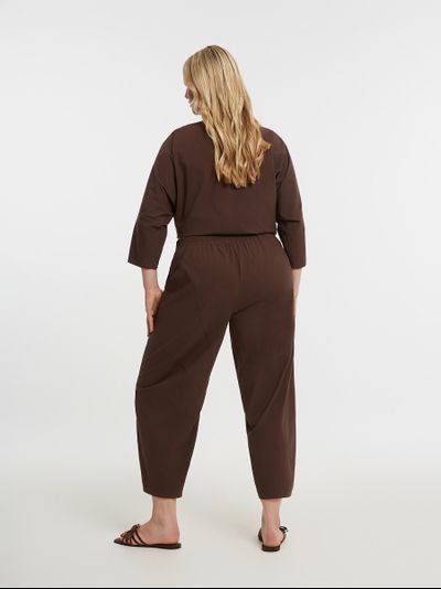 Брюки barrel fit летние в цвете шоколад