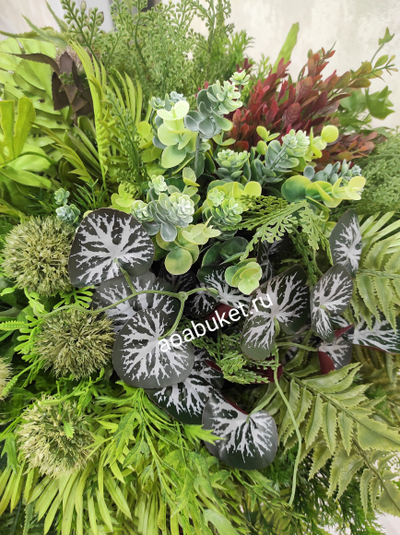 Напольная композиция из искусственной зелени Оазис № НП023/Купить в Москве и СПб сайте AOABUKET.ru