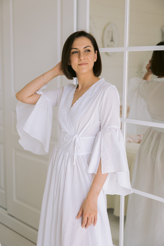 Будуарное платье-халат (белое)