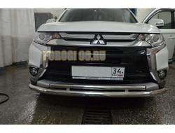 Защита переднего бампера двойная d60/42 для Mitsubishi Outlander 2015-2018