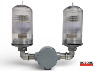 Сдвоенный 2хЗОМ 48 LED >35кд, тип «B», 220V, IP65. Бесцветный поликарбонат